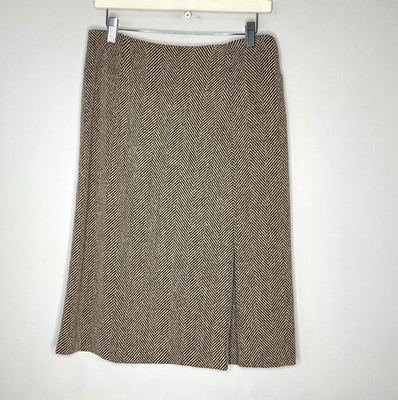 Max Mara Women Skirt Size 10 Italian Wool Pleated Herringbone Lined