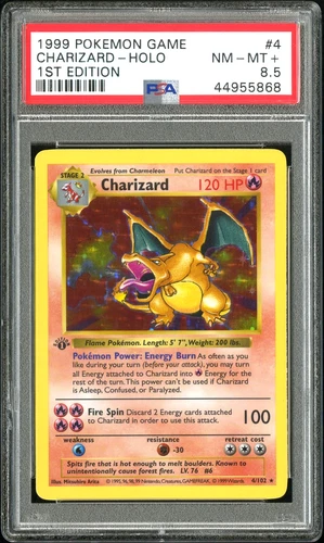 1999 POKEMON GAME BASE SET CHARIZARD HOLO 1ST EDITION THICK STAMP 4/102 PSA 8.5