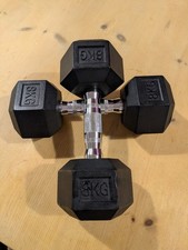 Hex Dumbbells 8kg pair. Stainless steel & rubber. Used, good clean condition.