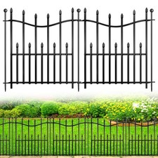 10 Panels No Dig Decorative Garden Fence, 24in H  22ft L Heavy-Duty Rustproo...