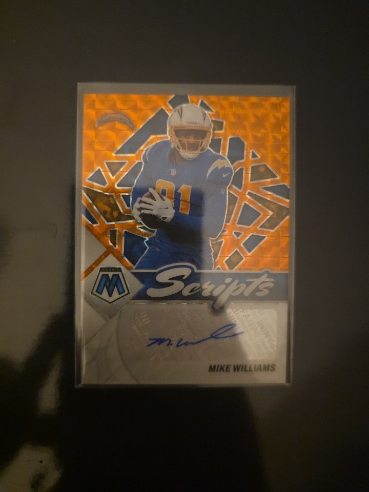 2022 Panini Mosaic - Scripts Mike Williams #S-MW Orange Prizm