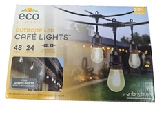 EcoScapes Outdoor LED Cafe Lights (24 bulbs, 48 ft.), String Eco Lights Linkable