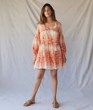 Christy Dawn The Adeline Dress NWT Size M Sunset Gladiola Floral Mini Puff