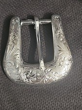 NOCONA WESTERN SILVER BELT BUCKLE Ladies Women's Vintage Floral Southwestern