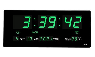 14.1 Inch Oversized LED Digital Wall Clock with Indoor Temperature Seconds Da...