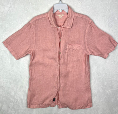 Todd Snyder Linen Button Up Shirt Mens Small Pink Short Sleeve Pocket Somelos