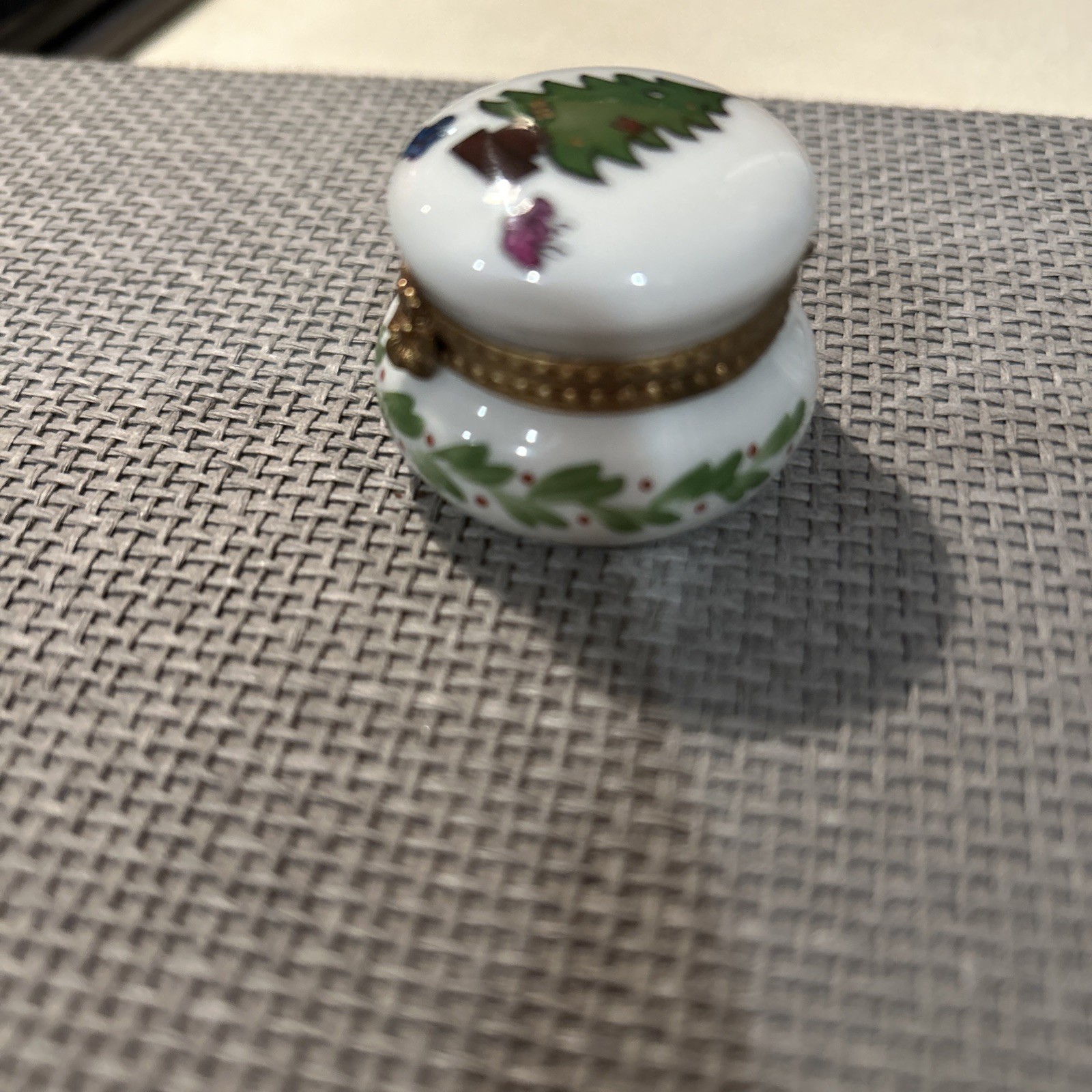 Hand-Painted Limoges Christmas Trinket Box