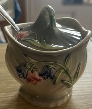  Vintage Staffordshire Shorter & Son Floral Lidded Jam/Honey Pot & spoon