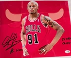 Dennis Rodman Signed Photo 11x14 METALLIC Pistons Bulls Worm Autograph HOF JSA
