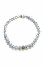 Collana Donna Perle Conchiglia Naturali Centrale Rame Zirconi 40cm