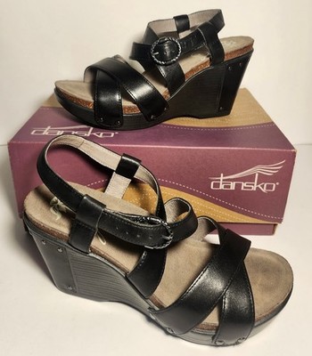 Dansko Frida Antique Full Grain Black Womens Heels New w/ Box Display Shoe 37