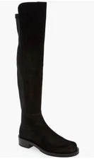 Stuart Weitzman 5050 Bold Black Suede NIB Sz 37.5 7B