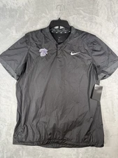 Nike Stock Windshirt Mens Large Black Short Sleeve Vented Lightweight Baseball