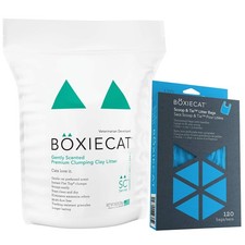 Boxie Cat Litter 16 Lb Clumping Clay  Cleanup Bundle - Premium Cat Litter