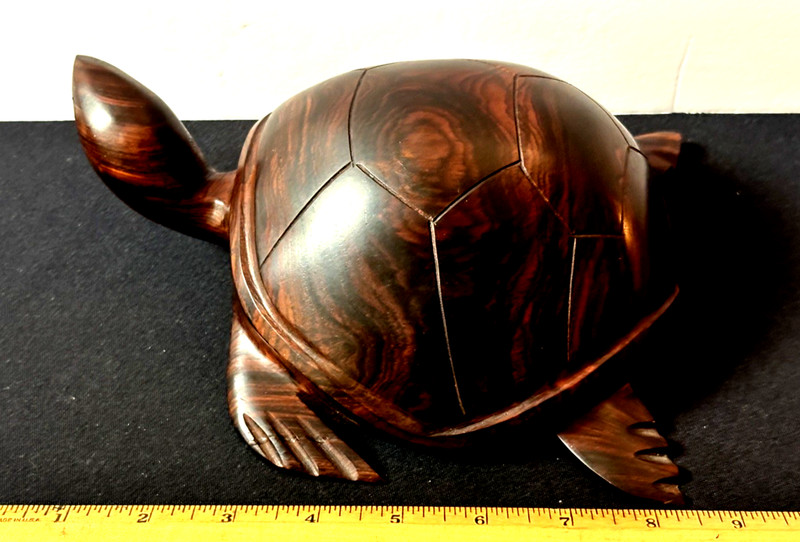Vintage Hand Carved Ironwood TURTLE Decorative Sculpture Figurine 8.5” Long