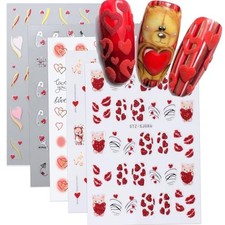 Valentine'd Day Nail Stickers, Self-Adhesive Heart Love Nail Art Decals for