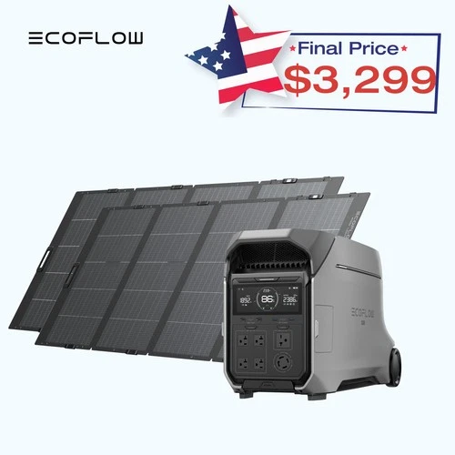 EcoFlow DELTA Pro 3 4kWh Power Station+2X400W Solar Panel Solar Generator