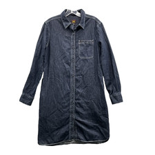 Lee Button Shirt Dress Women's Small Denim Workwear Western Academia Preppy 90's