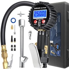 Digital Tire Pressure Gauge with Inflator: 250 PSI Air Compressor Attachment ...