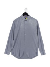 Paul Smith Men's Shirt Collar: 16 in Blue Checkered 100 Cotton Basic