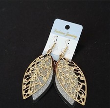 Gold Tone Leaf Filigree Layered Dangle/Drop H...
