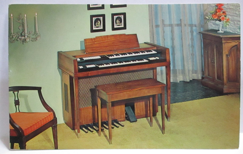 1960s ADVERTISING POSTCARD THE CONN MINUET ORGAN FERGUS FALLS MN