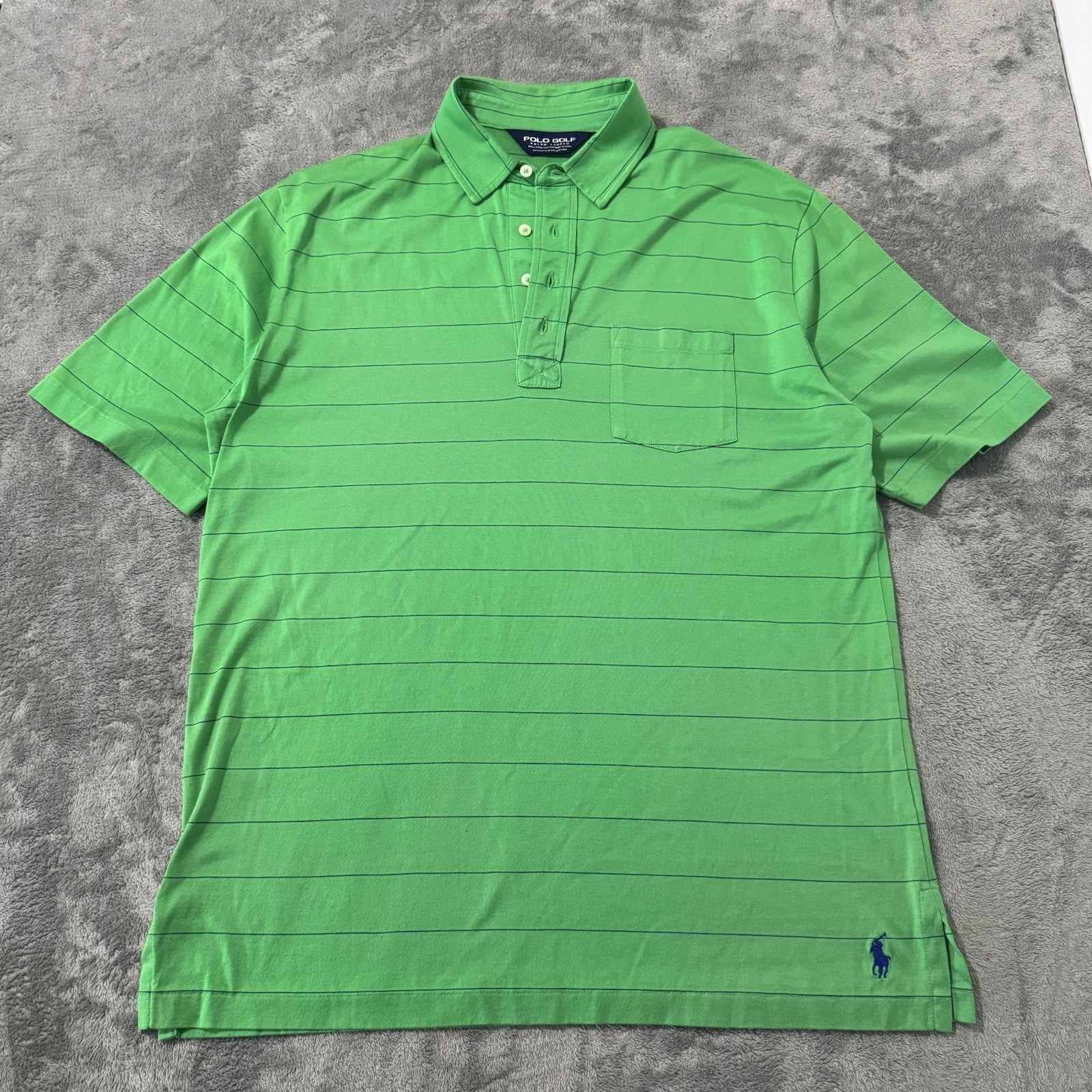 Vintage 80s RARE Polo Ralph Lauren Shirt Mens M Green Striped Dobby Pima Golf