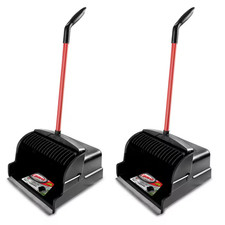 16 In. High Power Large Scoop Upright Dustpan with Steel Handle 2-Pack 
