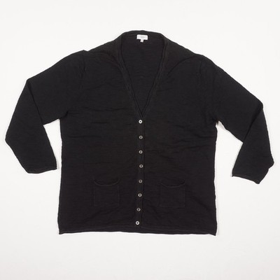 S.MILTON Damen Strickjacke Gr. 44 Schwarz Baumwolle Cardigan Casual Longsleeve