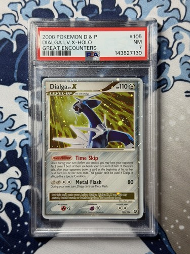 2008 POKEMON DIAMOND & PEARL GREAT ENCOUNTERS #105 DIALGA LV.X-HOLO PSA 7 SWIRL