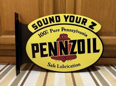 Pennzoil Flange Sign Sound Your Z Double Sided Vintage Style Wall Decor