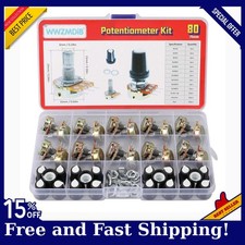 80 Pcs Potentiometer Kit with Knobs B1K 2K 5K 10K 20K 50K 100K 250K 500K 1M Ohm