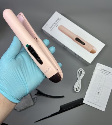 SUNMAY Voga Akku Haarglätter und Lockenstab Mini Glätteisen Lockenstab