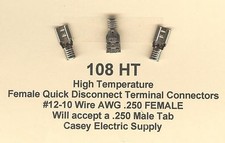 100 High Temperature QD Terminal Connector 12-10 Wire Gauge .250 Female 900 F