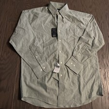 NWT Men Nautica Oxford Solid Button Down Shirt Green Long Sleeve 15 1/2 32/33