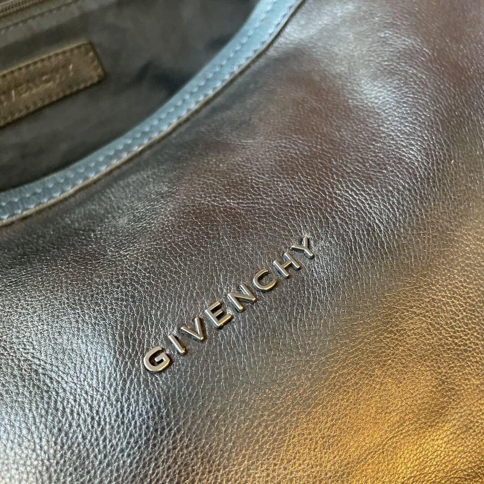 GIVENCHY Pandora Large 2WAY Shoulder Bag Handbag CALF Leather BLACK NAVY Used!!! - Image 4 of 4