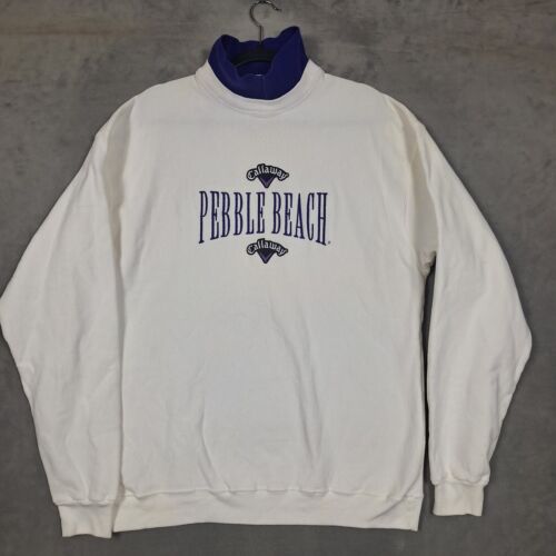 Vintage Callaway sweatshirt Mens Large Pebble Beach Golf white purple USA Made
