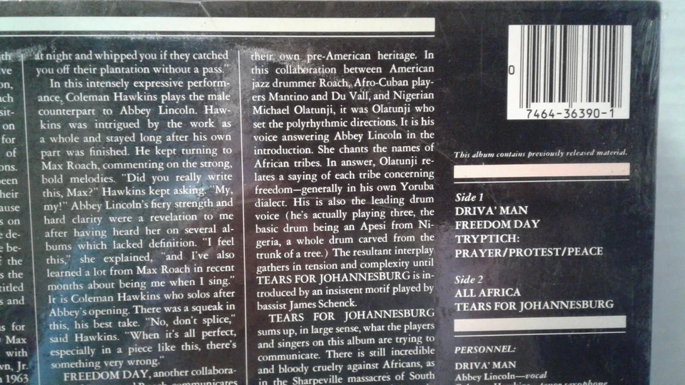 MAX ROACH Freedom Now Suite 1980 Columbia JC 36390 Jazz new/sealed NOS LP RECORD - Image 3 of 4