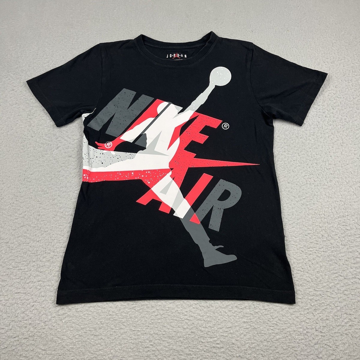 Jordan Air Shirt Boys Large Black Pink Swoosh Graphic Tee