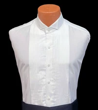 Classic White Wing Collar Tuxedo Shirt Traditional Pleated Front Washable