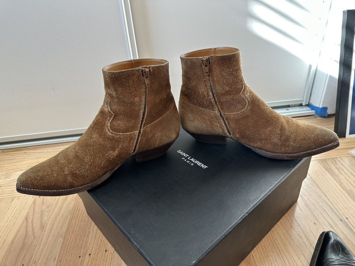 Stivali Saint Laurent Paris Santiag noce scamosciata zip 41 5 Psych Rock SS15 INVIA OFFERTE