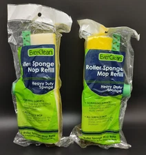 2 EverClean Roller Sponge Mop Refill Lot Heavy Duty Sponge #7160 By Ever Clean