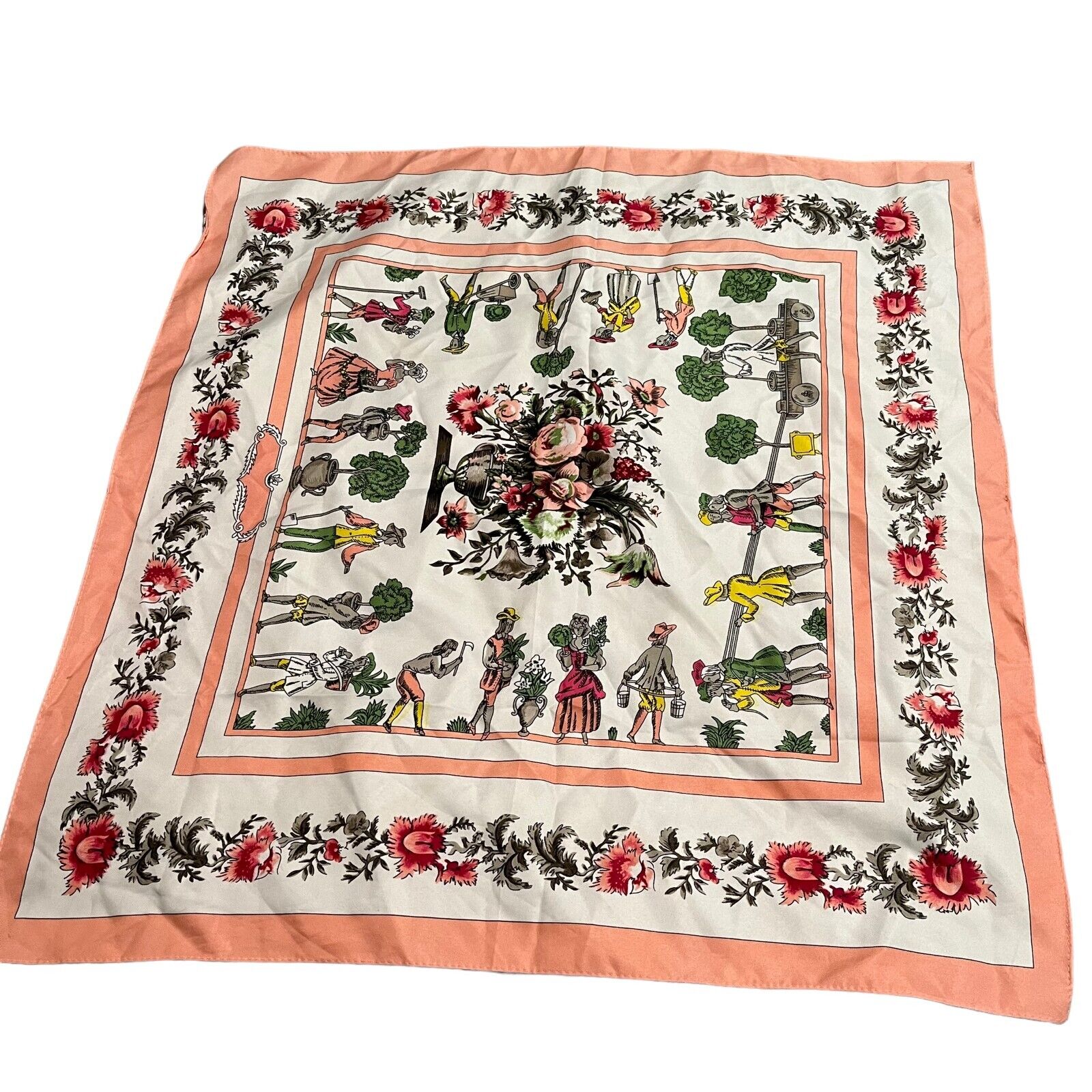 Women Scarf Pink White Green Floral Victorian Nec… - image 1