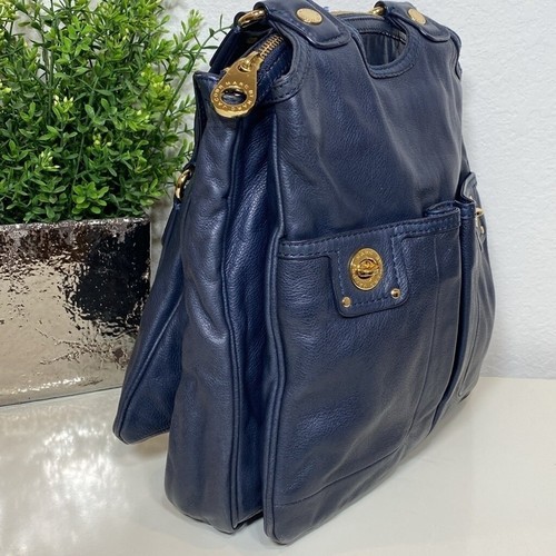 MARC JACOBS Borsa Teri Totally Turn-lock 3 Scomparti Pelle di Ciottoli Navy - Foto 4 di 16