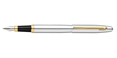 Sheaffer VFM Medalist Chrome & Gold Fountain Pen Medium Pt. E0942253 New in Box