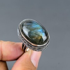 Labradorite Ring 925 Sterling Silver Ring Handmade Gemstone Ring Women's Ring.