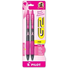 Pilot G2 Breast Cancer Awareness Pen 31312, Pink Gel Ink, 0.7mm Fine, Pack of 2