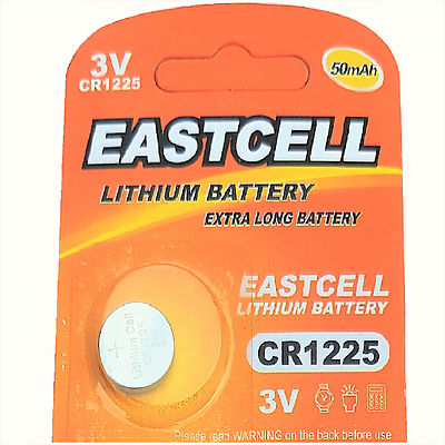       1 x CR1225 3V Lithium Knopfzelle 50 mAh ( 1 Card a 1 Batterie ) EAST