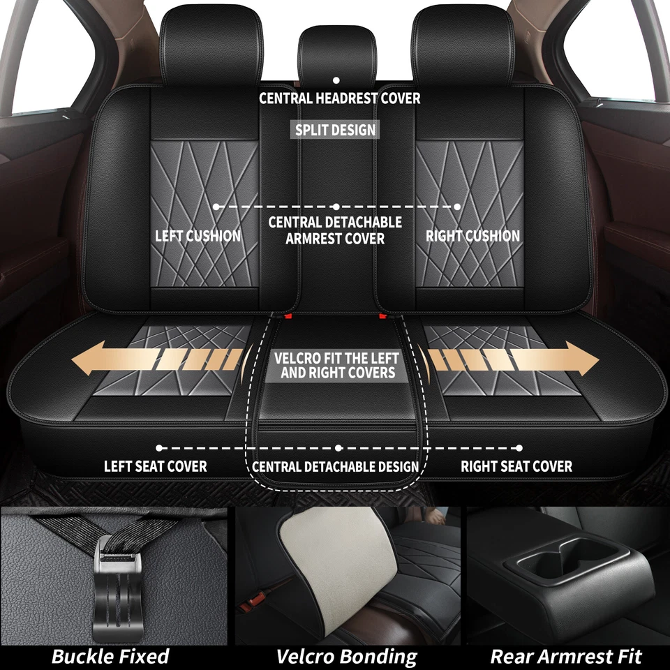 Front+Rear 2/5 Car Seat Covers For Suzuki RENO 2005-2008 PU Leather Cushion Pad - Изображение 4 из 4