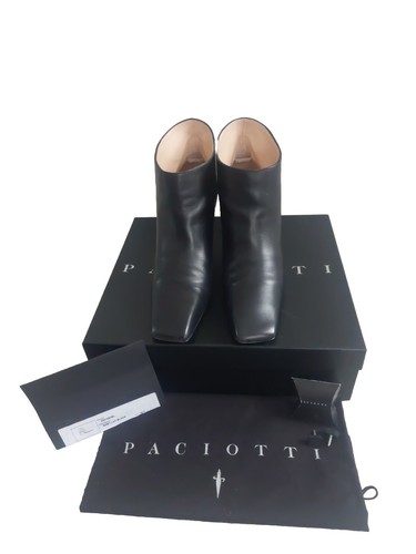 CESARE PACIOTTI Black Leather Booties, Sculpted Silver Heel, EU 38.5 UK 5.5, VGC